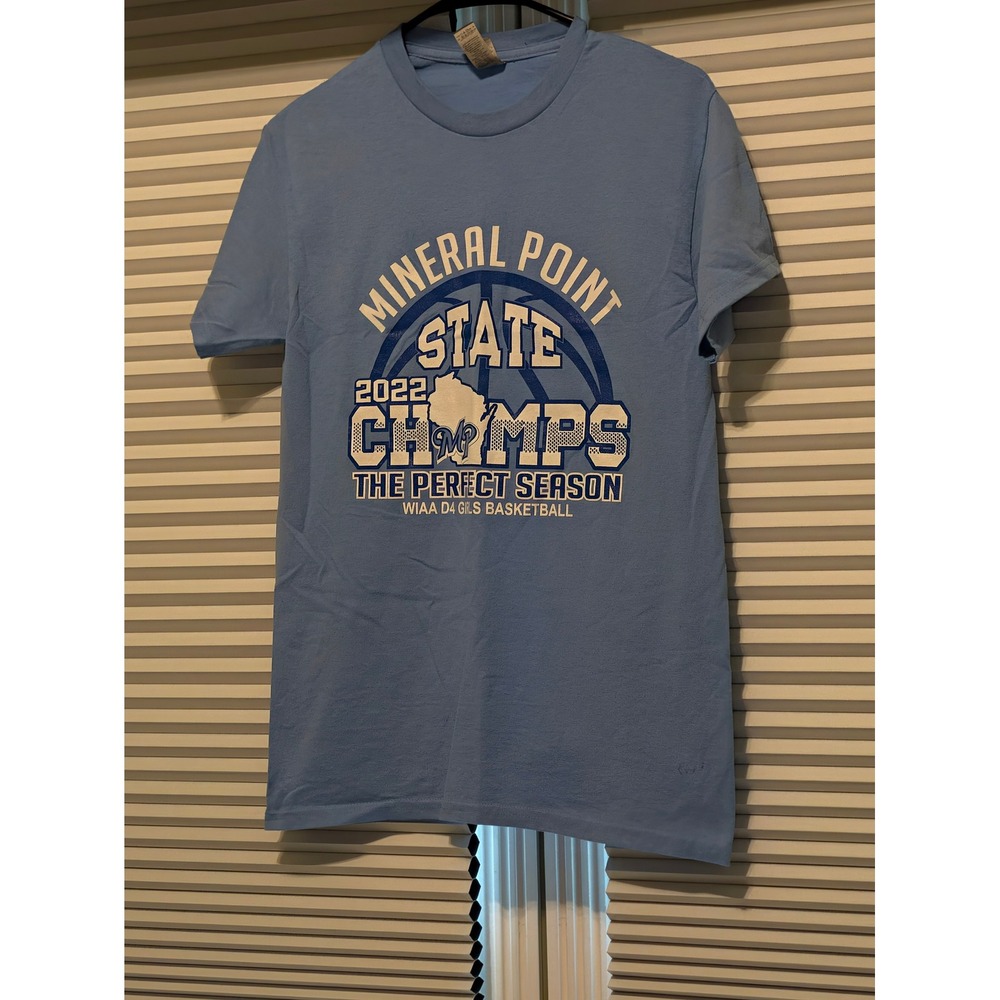 Mineral Point 2022 State Champs Girls Basketball T-Shirt Small Blue Gildan 30-0